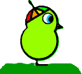 green duck with pinwheel hat